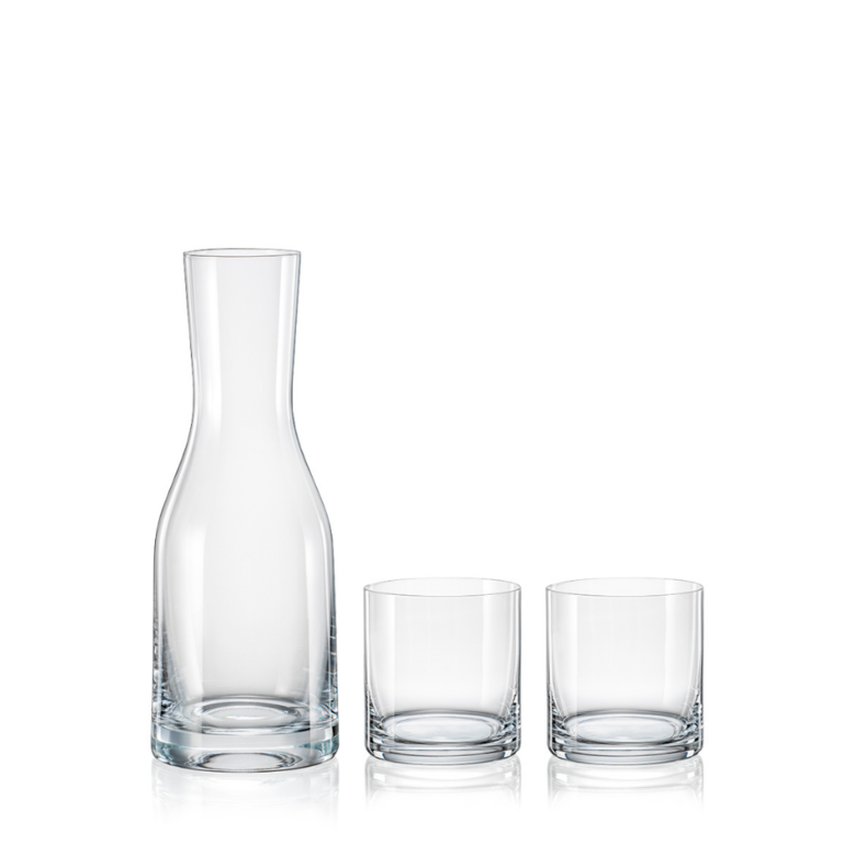 Glass Water Carafe 850ml with 2 Tumblers